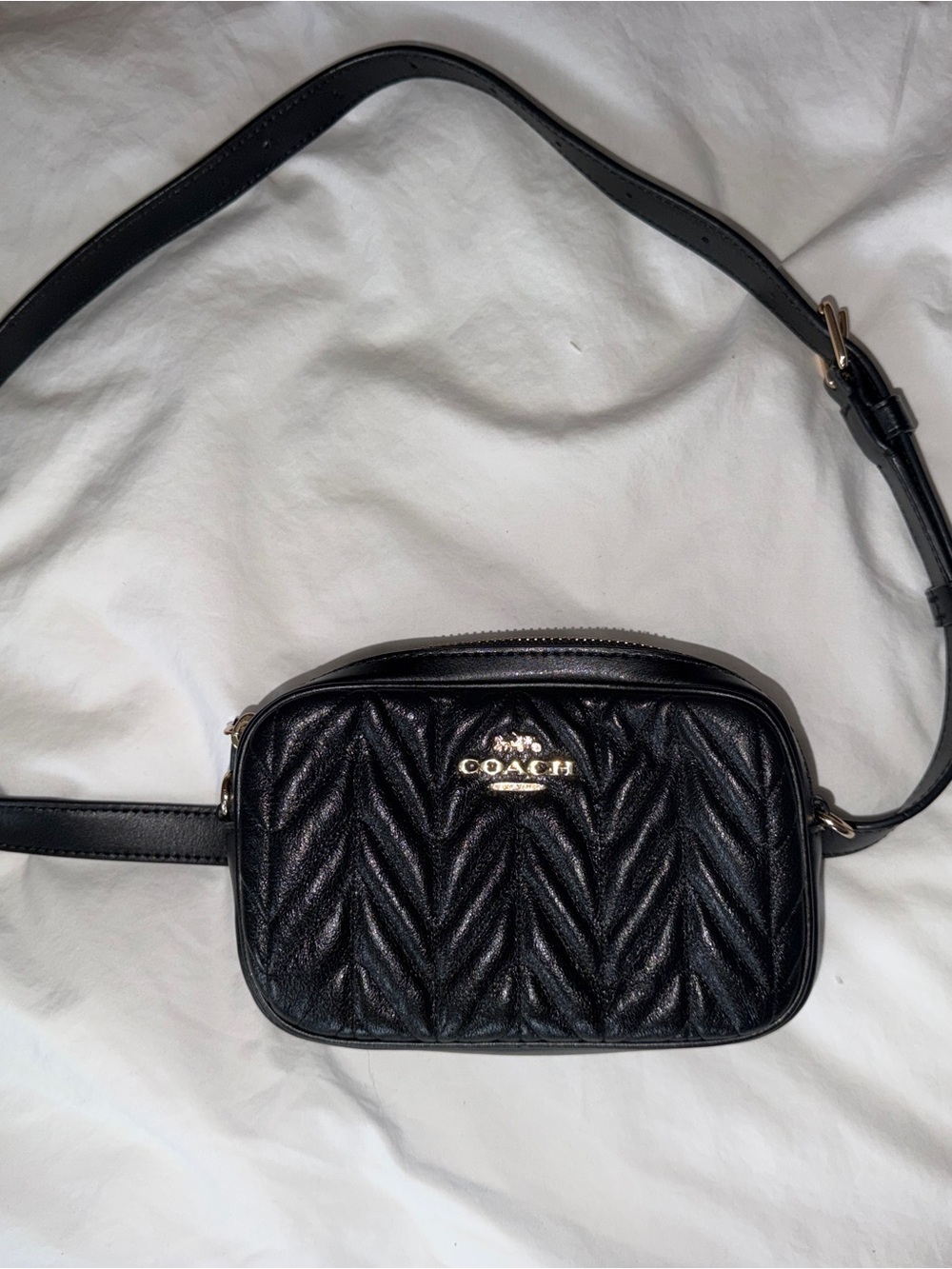 Coach Black Quilted Leather Belt Bag